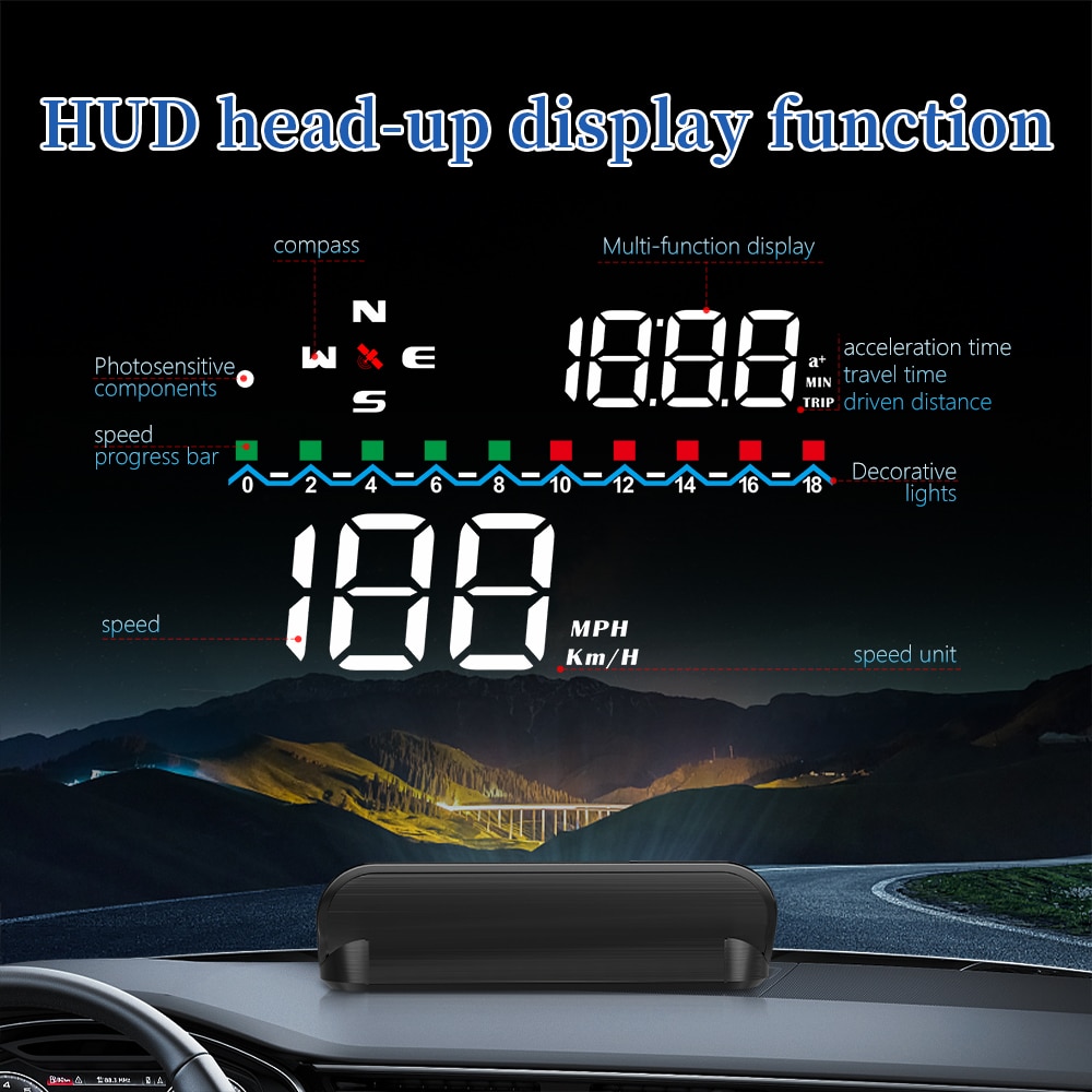WIIYII M19 GPS ӵ ڵ HUD  ð   ÷  ڵ ϸ Ƿ  ӵ ˶ MPH KMH